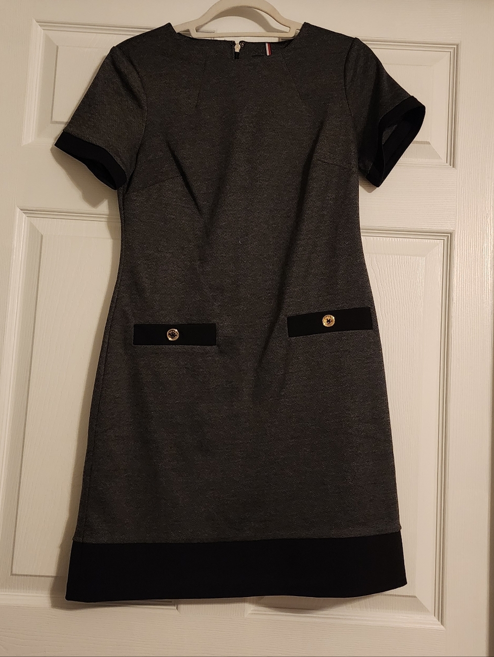 Tommy Hilfiger Charcoal Gray Mini Dress with Black Trim